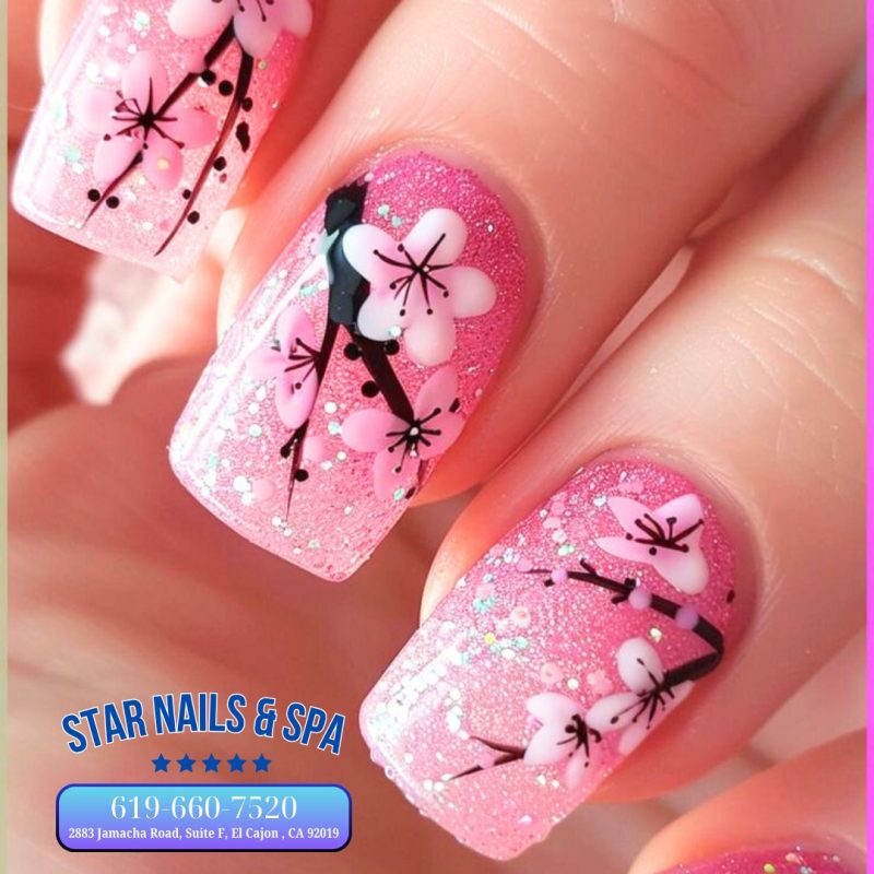 Latest manicure trends including metallic finishes and seasonal nail art at nail salon 92019